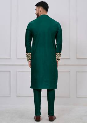 green embroidered viscose festive kurta trouser set 5
