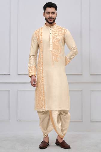Gold ps viscose premium designer festive wear bengali dhoti kurta set