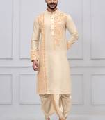 Gold ps viscose premium designer festive wear bengali dhoti kurta set