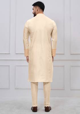 gold embroidered viscose festive kurta trouser set 5