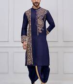 Navy blue ps viscose premium designer festive wear bengali dhoti kurta set