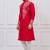Red ps viscose premium designer festive wear kurta trouser set