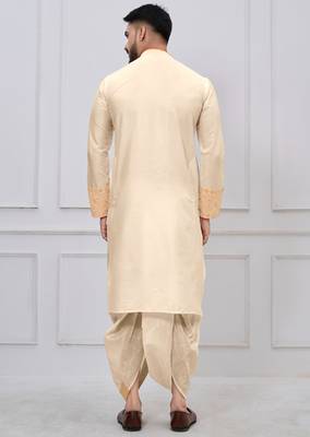gold embroidered viscose premium designer festive bengali dhoti kurta set 4