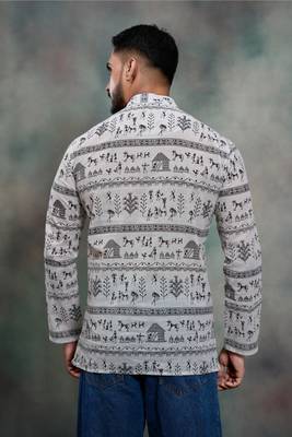 black tribal print khadi moubani premium designer festive short kurta 4