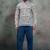 Grey color khadi-moubani print premium designer festive wear short kurta only