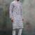 Blue khadi-moubani print premium designer festive wear kurta pyjama set