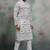 Grey khadi-moubani print premium designer festive wear kurta pyjama set