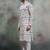 Grey khadi-moubani print premium designer festive wear kurta pyjama set