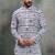 Blue khadi-moubani print premium designer festive wear kurta pyjama set