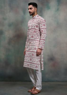 tribal print khadi moubani kurta pajama set 3