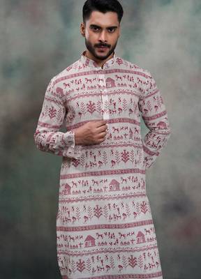 tribal print khadi moubani kurta pajama set 4