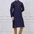 Navy blue silk premium designer festive wear kurta pyjama set