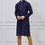 Navy blue silk premium designer festive wear kurta pyjama set