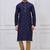 Navy blue silk premium designer festive wear kurta pyjama set