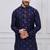 Navy blue silk premium designer festive wear kurta pyjama set