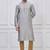 Grey silk premium designer festive wear kurta pyjama set