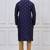 Navy blue silk premium designer festive wear kurta pyjama set