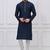 Navy blue silk premium designer festive wear kurta pyjama set