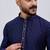 Navy blue silk premium designer festive wear kurta pyjama set