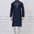 Navy blue silk premium designer festive wear kurta pyjama set