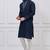 Navy blue silk premium designer festive wear kurta pyjama set