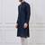 Navy blue silk premium designer festive wear kurta pyjama set