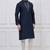Navy blue silk premium designer festive wear kurta pyjama set