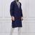 Navy blue silk premium designer festive wear kurta pyjama set