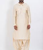 Beige viscose ps premium designer festive wear pathani set