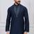 Navy blue silk premium designer festive wear kurta pyjama set