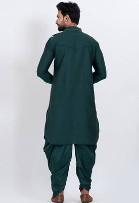 dark green viscose blend designer pathani suit set 2