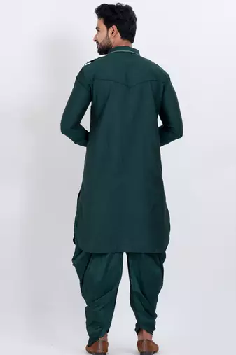 dark green viscose blend designer pathani suit set