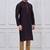 Dark purple silk premium designer festive wear kurta pyjama set