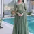 Green Crunchy with Beads embroidery work long kurti