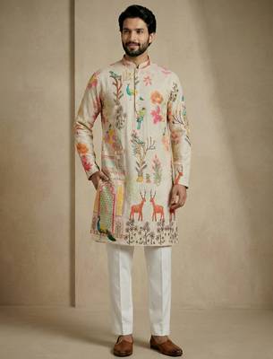 multicolor schiffli & nature print designer kurta trouser set 2