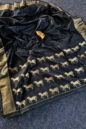 Black Color Zari woven  Work Silk Saree