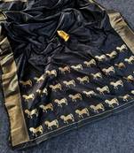 Black Color Zari woven  Work Silk Saree