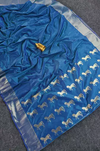 Blue Color Zari woven  Work Silk Saree