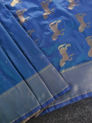 Blue Color Zari woven  Work art silk saree 2
