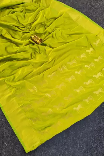 Lime Color Zari woven  Work Silk Saree