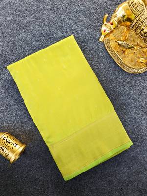 Lime Color Zari woven  Work art silk saree 3