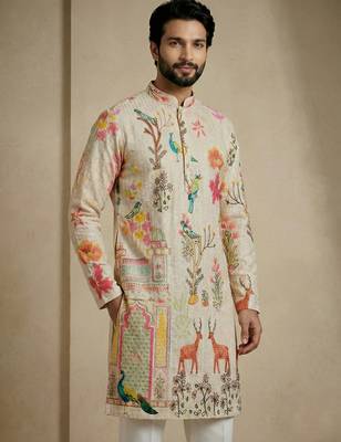 multicolor schiffli & nature print designer kurta trouser set 3