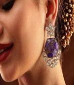 Amethyst bloom polki drop earrings