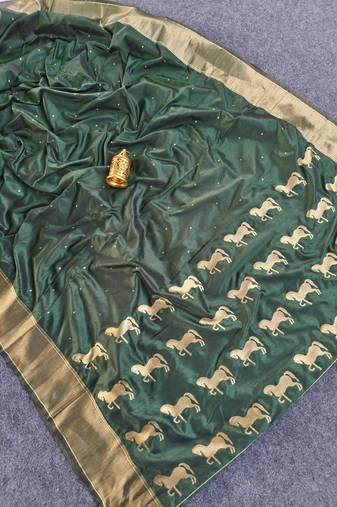 Mehndi Green Color Zari woven  Work Silk Saree