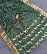 Mehndi Green Color Zari woven  Work art silk saree