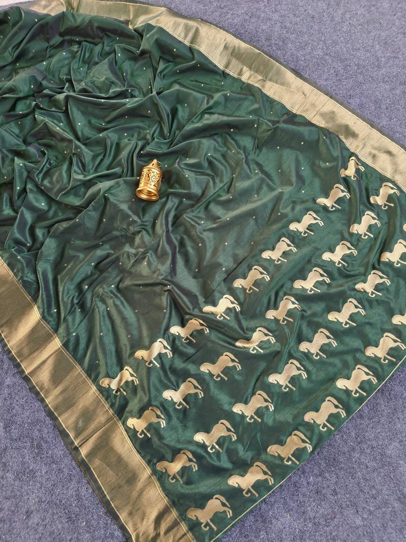 Mehndi Green Color Zari woven  Work Silk Saree
