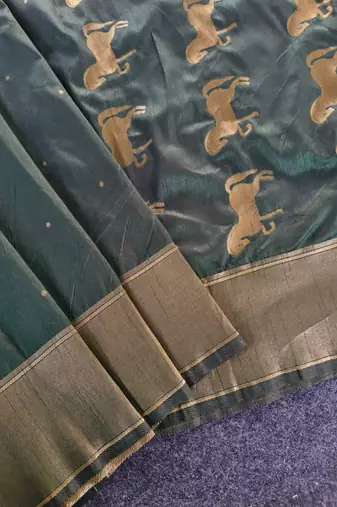 Mehndi Green Color Zari woven  Work art silk saree