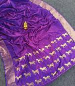 Purple Zari Woven Work Art Silk Saree