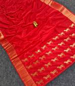Red Zari Woven Work Art Silk Saree
