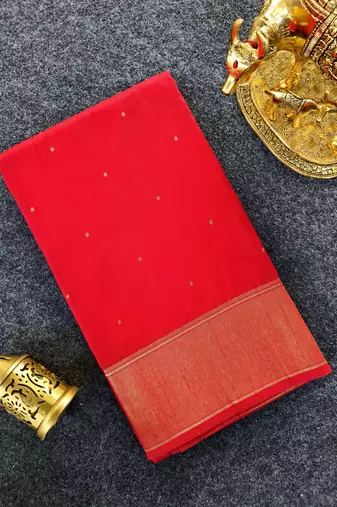 Red Color Zari woven  Work art silk saree